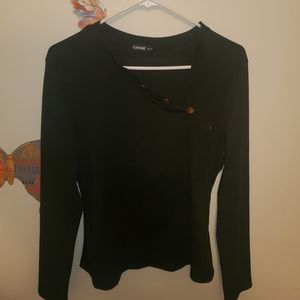 Chicme black blouse with gold tone details, Long sleeve, light weight.